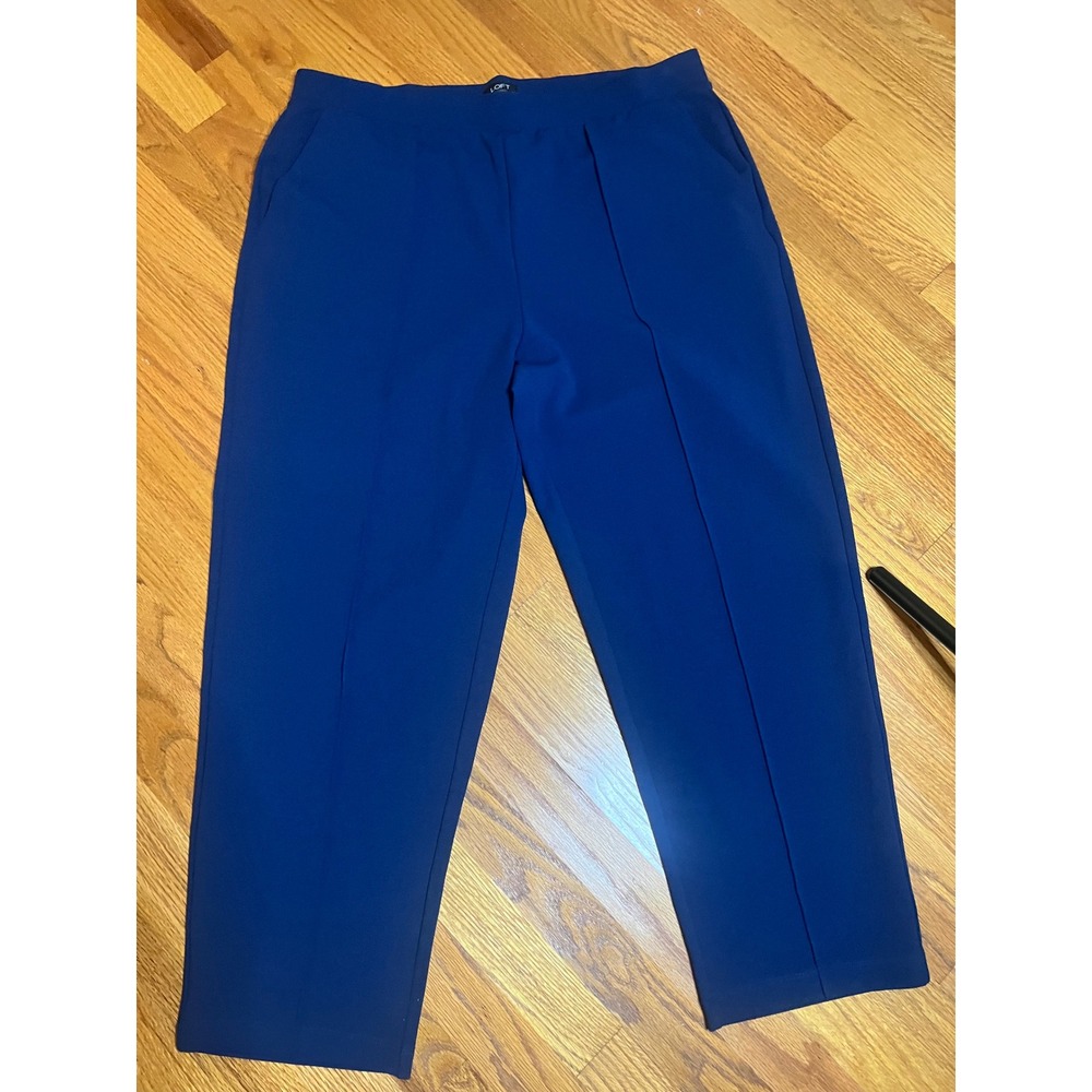 Loft Royal Blue Pull On Pintuck Straight Leg Trousers Womens XL Stretch Pockets